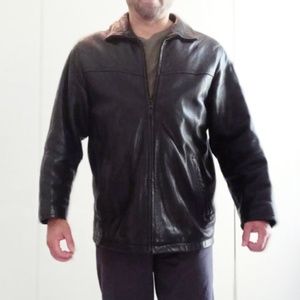 Men's Black Leather Jacket Size M